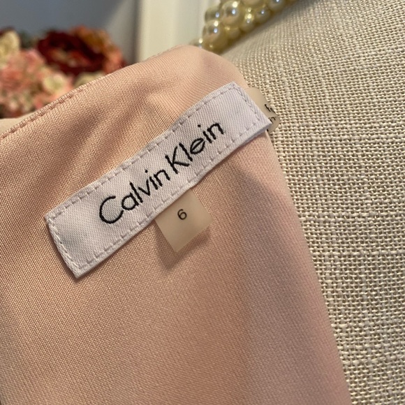 Calvin Klein Blush colored Sheath dress with 3/4 length Tulip sleeves. Size 6 - Picture 5 of 7